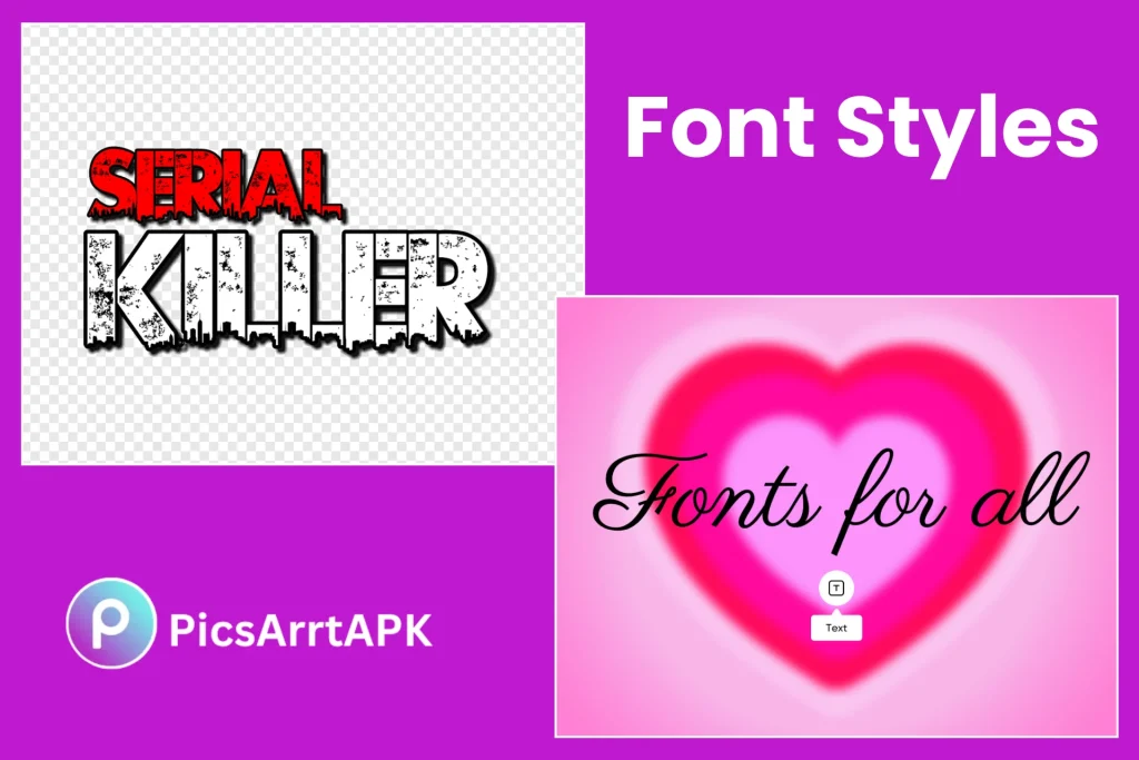 font styles in picsArt MOD APK