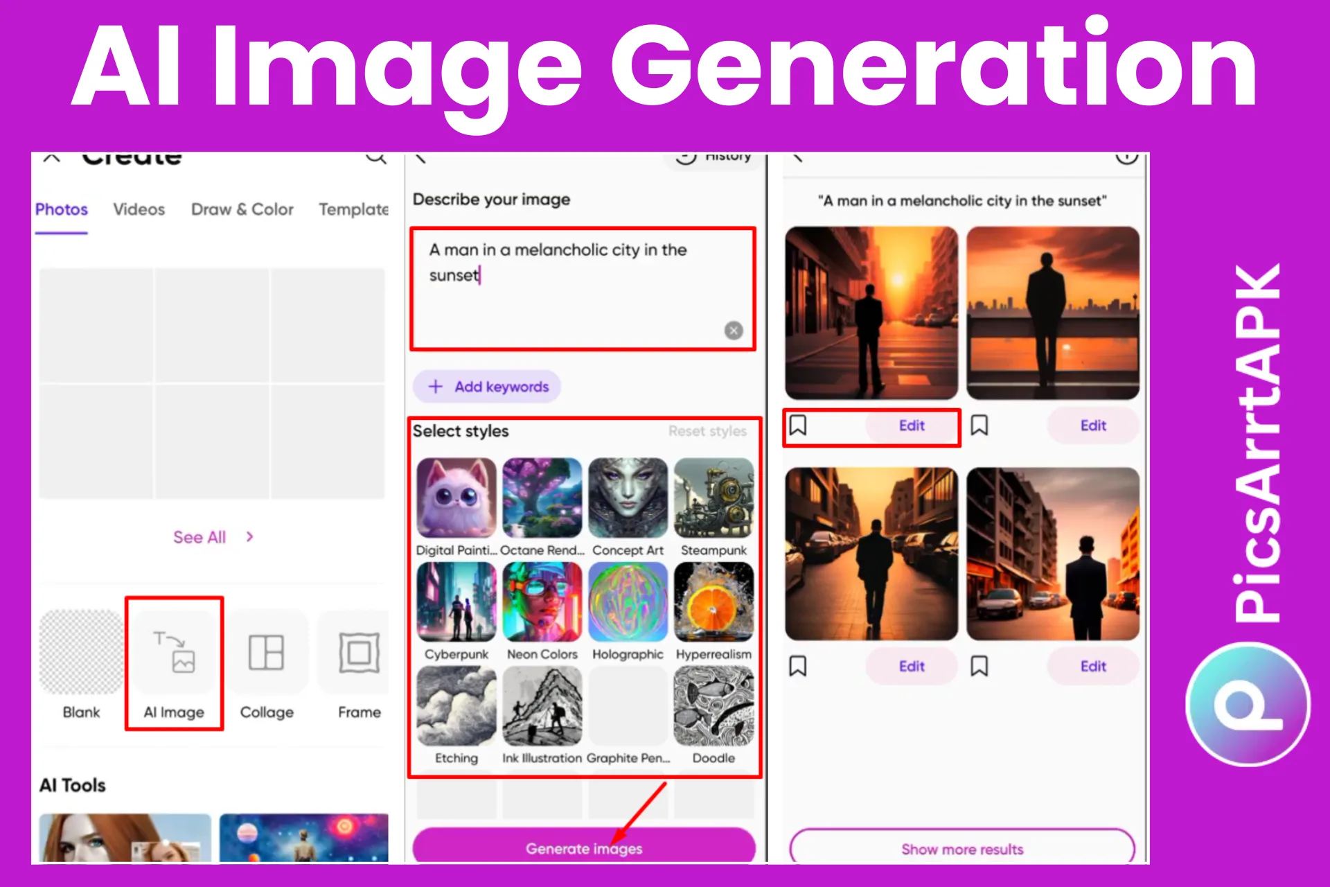 AI Image Generation in PicsArt Pro APK