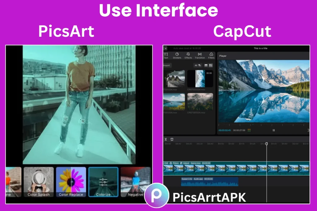 user interface of picsart mod